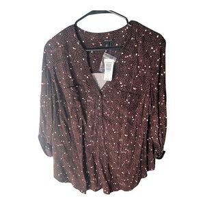 NWT Torrid Black and White Speckled Blouse